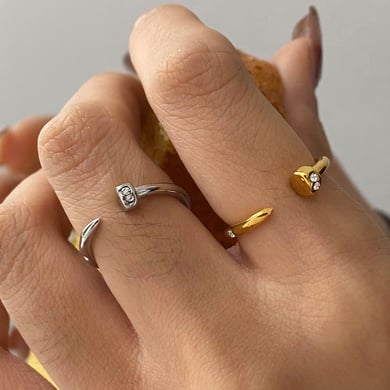 1 Piece Modern Series Classic Annular Nail Stainless Steel Gold Color Women's Single Rings h5 Picture8