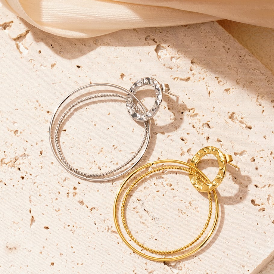 1 Pair Delicate Series Daily Circle Stainless Steel Gold Color Women's Drop Earrings Picture6