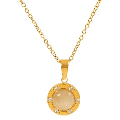 1 Piece Classic Series Retro Geometric Titanium Steel 18K Gold Color Plated Natural Stone Women's Pendant Necklaces h5 Picture6