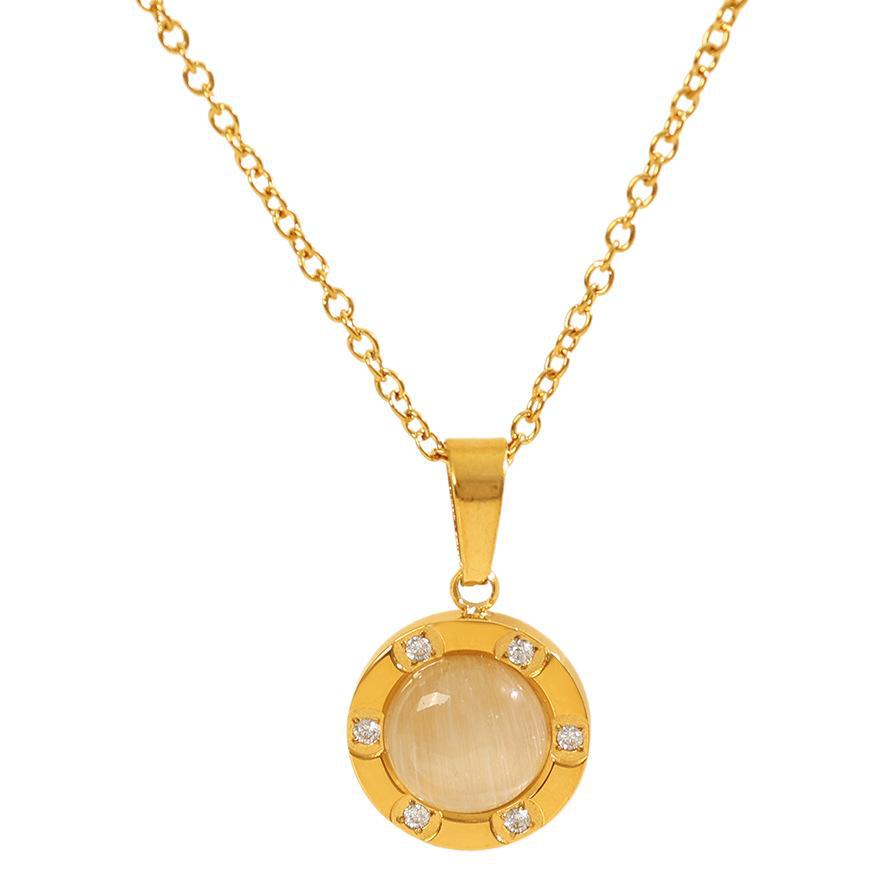 1 Piece Classic Series Retro Geometric Titanium Steel 18K Gold Color Plated Natural Stone Women's Pendant Necklaces Picture6
