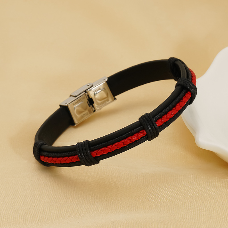 1 Paar Retro-Mode personalisierte Lederseil-Armbänder für Männer im kalten Stil, Nischen-geflochtene Lederarmbänder, Armbandschmuck für Frauen und Männer, Unisex-Armbänder Bild4