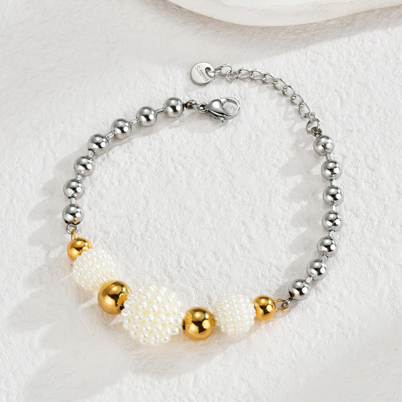 1 Stück Simple Series Casual Geometric Edelstahl 18 Karat vergoldet Unisex Charm Armbänder Bild2