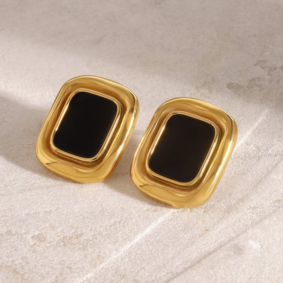 1 Pair Classic Series Simple Geometric Stainless Steel 18K Gold Plated Women Stud Earrings Picture4