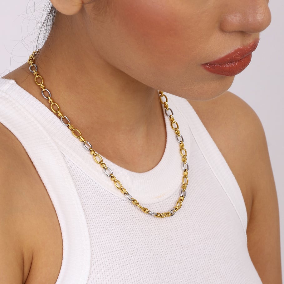 1 Stück Simple Series Europa und Amerika Kette Edelstahl Gold Farbe Damen Kette Halsketten Bild10