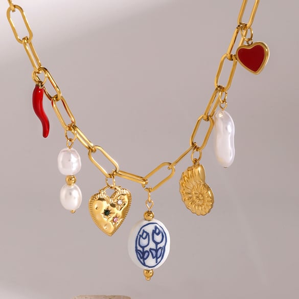 1 Piece Simple Series Vacation Turtle Stainless Steel 18K Gold Plated Artificial Pearl Women Pendant necklaces 2
