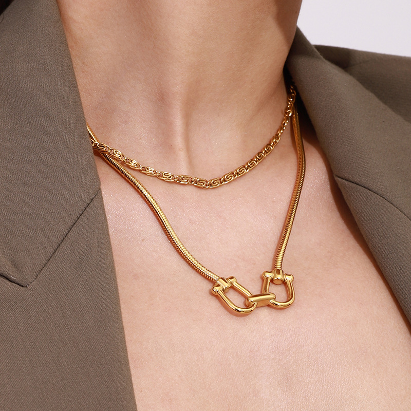 1 Piece Fashionable Series Original Design Line Stainless Steel Gold Color Women's Pendant Necklaces Picture3