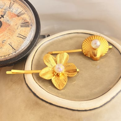 1 pieza de pinzas para el cabello de mujer con perlas artificiales de color dorado de acero inoxidable con forma de tortuga retro de serie simple h5 Imagen4