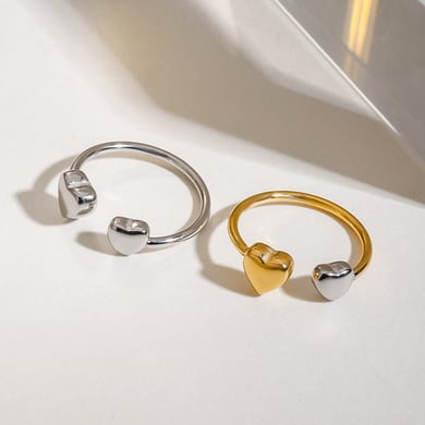 1 Paar Romantische Serie Elegante Herz Edelstahl Gold Farbe Überzogene Damen Verstellbare Ringe h5 Bild5