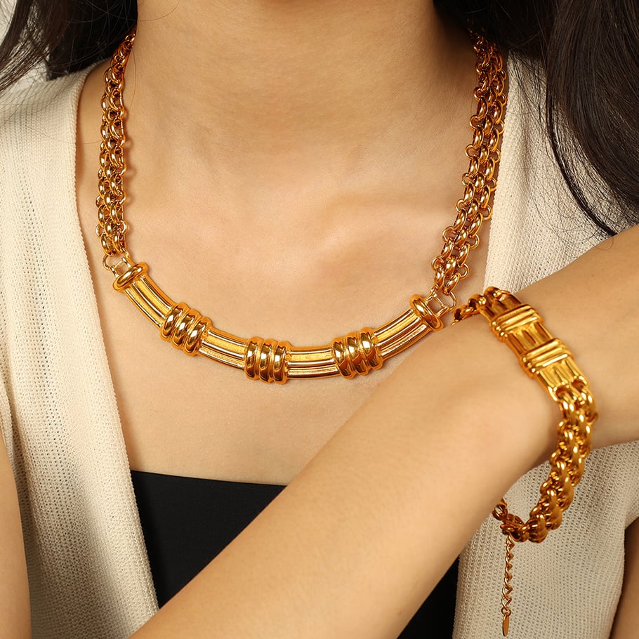 1 Piece Simple Series Classic Chain Titanium Steel   Gold Color  Women's Chain Necklaces Picture5