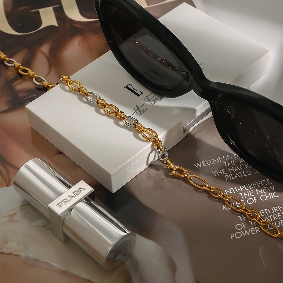 1 Piece Simple Series Streamline Round Stainless Steel Gold & Silver Color Women's Chain Bracelets Picture4