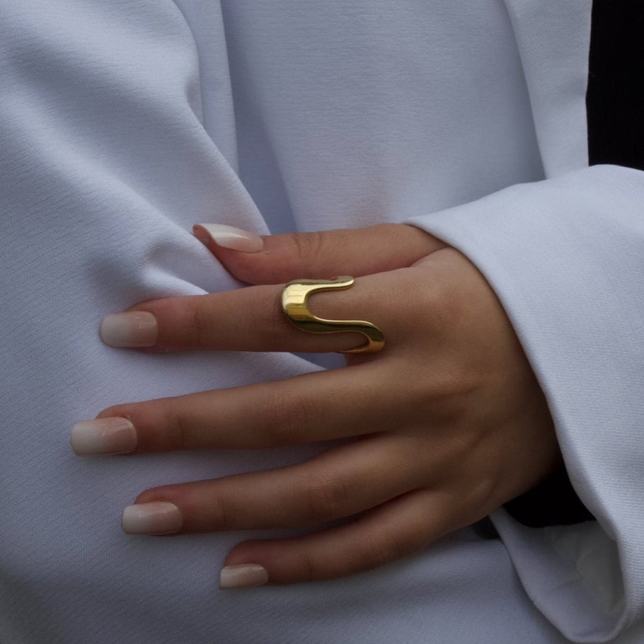 Anillos individuales para mujer de acero inoxidable color dorado, serie clásica de Europa y América, 1 pieza Imagen7
