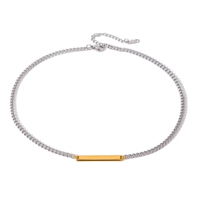 1 Stück Simple Series Einfache geometrische Edelstahl 18 Karat vergoldet Damen Kettenhalsketten h5 Bild5