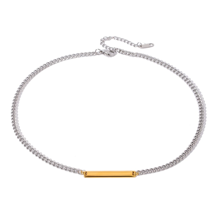 1 Stück Simple Series Einfache geometrische Edelstahl 18 Karat vergoldet Damen Kettenhalsketten Bild5