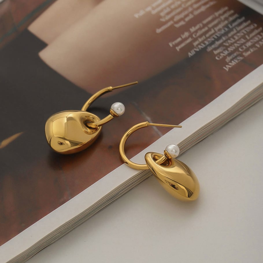 1 Pair Charming Series Ins Style Irregular Round Stainless Steel Gold Color Women's Drop Earrings Picture4