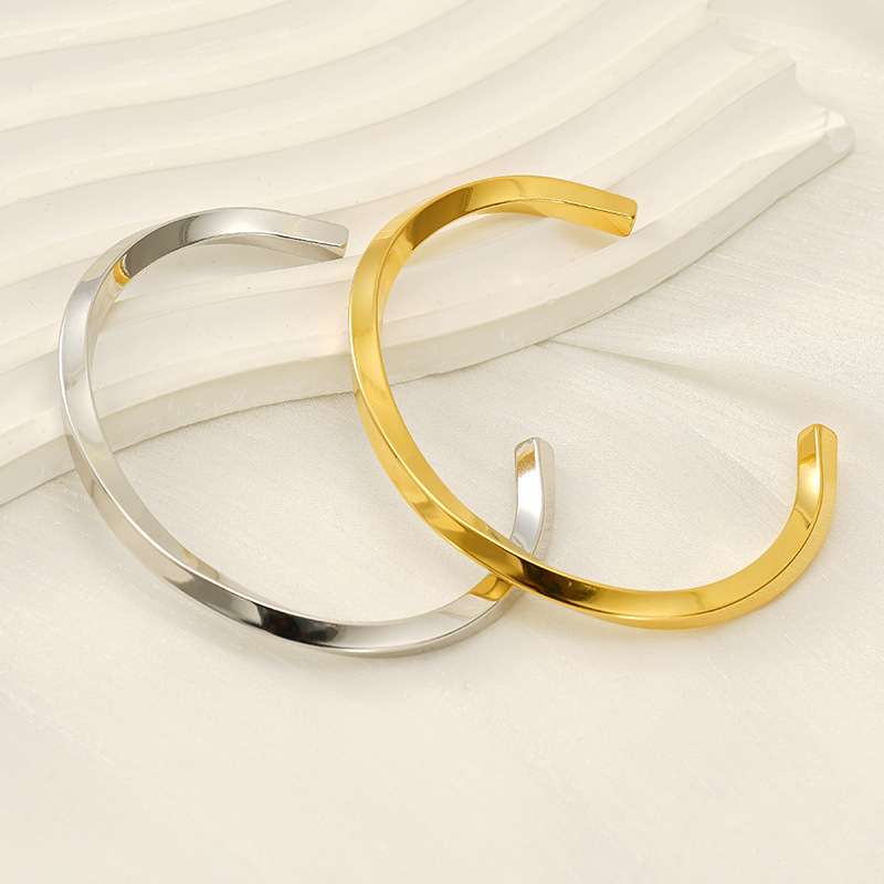 1 Piece Simple Series Simple Stainless Steel 18K Gold Plated Unisex Bangles Picture4