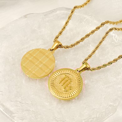 Collar con colgante unisex de acero inoxidable chapado en oro de 18 quilates, diseño geométrico retro, serie clásica, 1 pieza h5 Imagen3