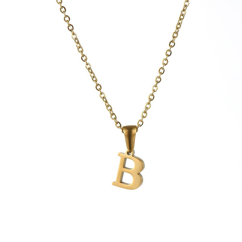 1 Stück Simple Series Simple Letter Edelstahl 18 Karat vergoldet Damen-Anhänger-Halsketten Bild5