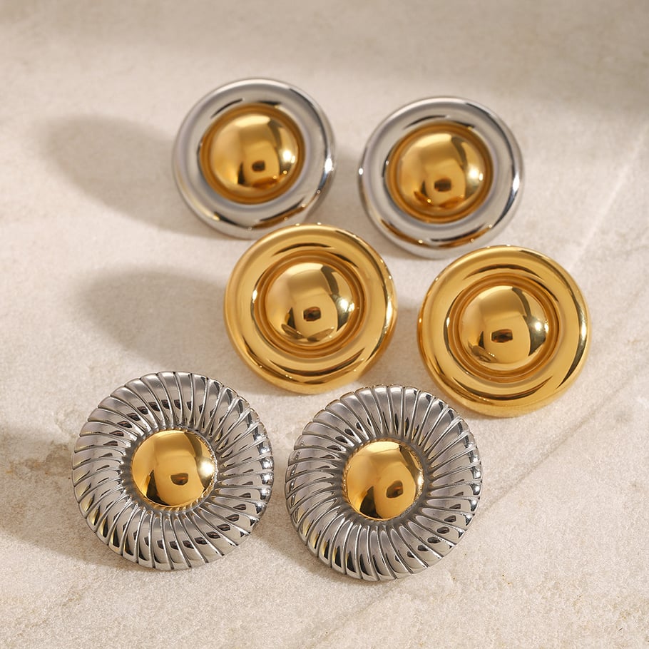 1 Pair Simple Series Classic Geometric Stainless Steel 18K Gold Plated Women Stud Earrings Picture3