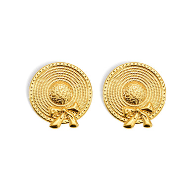 1 Pair Classic Series Retro Plaid Stainless Steel 18K Gold Plated Women Drop Earrings h5 Picture6