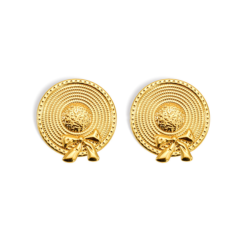 1 Pair Classic Series Retro Plaid Stainless Steel 18K Gold Plated Women Drop Earrings Picture6