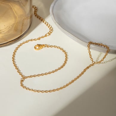 Pulsera de cadena de acero inoxidable color dorado para mujer, serie simple, estilo Europa y América, 1 unidad h5 Imagen9