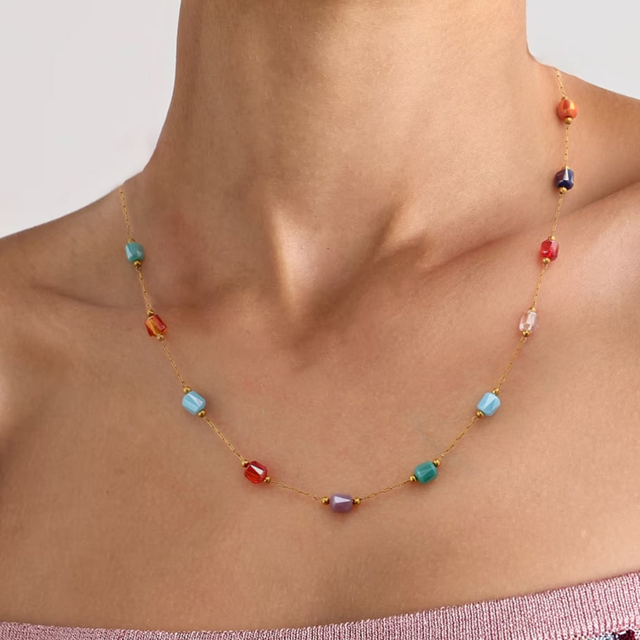 1 Piece Classic Sweet Style Bead Shape Stainless Steel 18K Gold Plated Women's Beaded Necklace Picture4