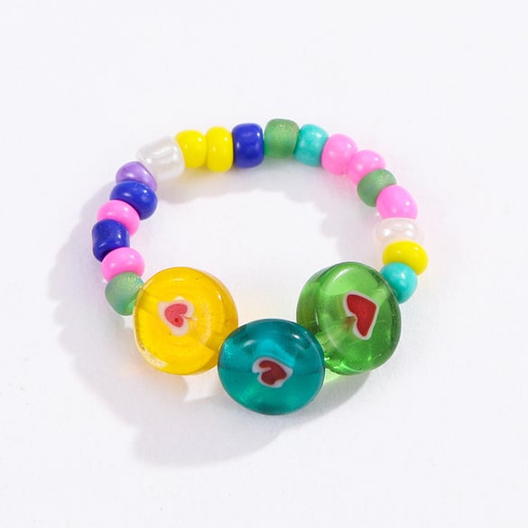 Bague ajustable pour femme, série luxueuse, jolies perles artificielles de couleurs mélangées 2