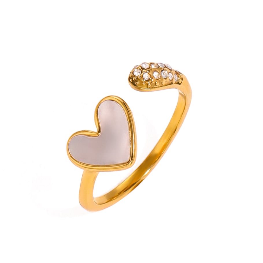 1 Pair Simple Series Retro Heart Stainless Steel 18K Gold Plated Shell Women Adjustable Rings Picture5