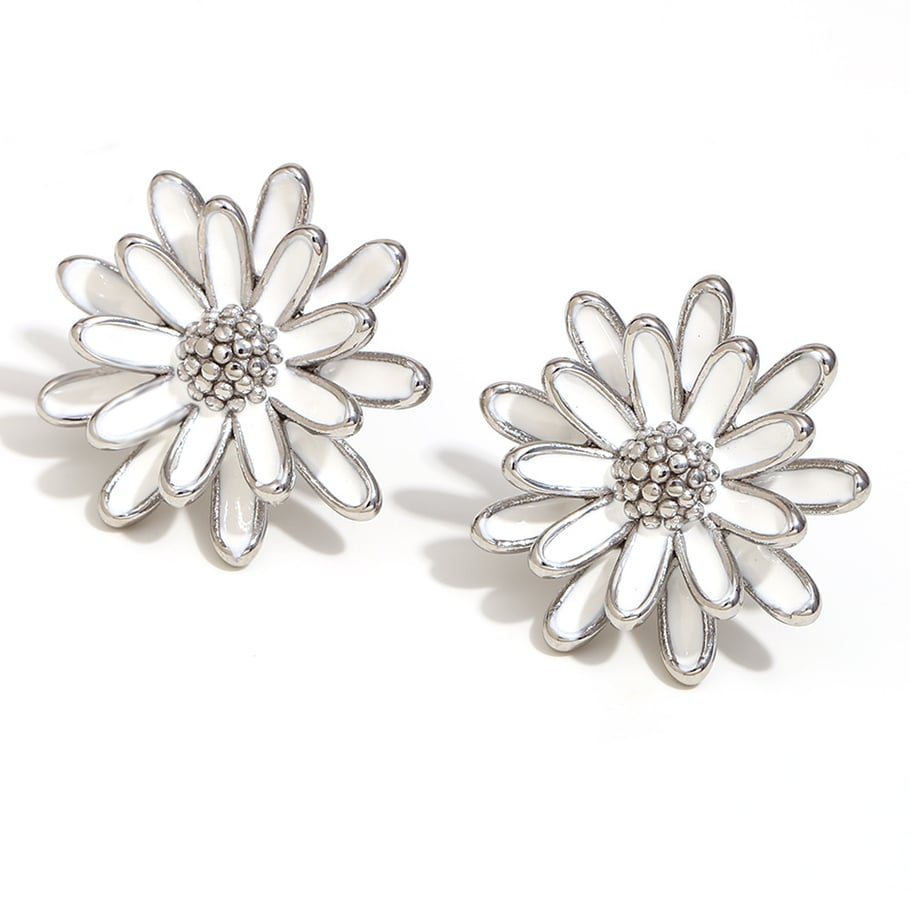 1 Pair Romantic Series Natural Flower Stainless Steel   Gold Color  Women's Stud Earrings Picture8