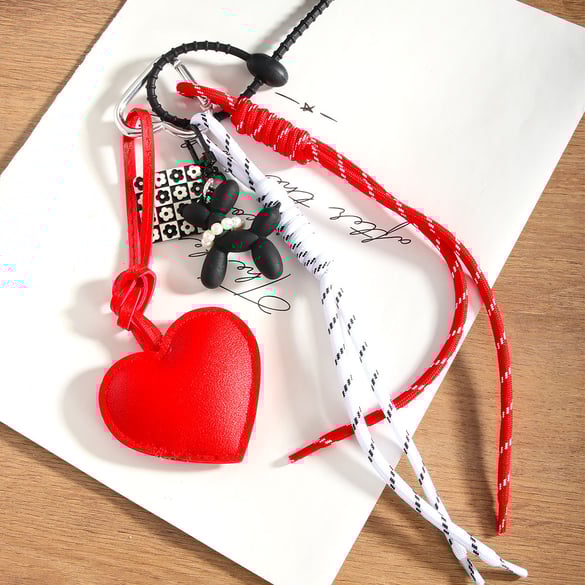 1 Stück Simple Series Daily Heart PU Damen Taschenanhänger