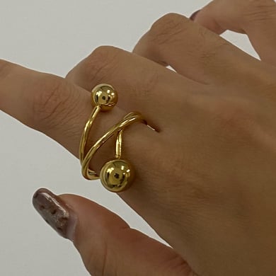 Anillos individuales de acero inoxidable dorados para mujer, serie simple, línea Europa y América, 1 pieza h5 Imagen8