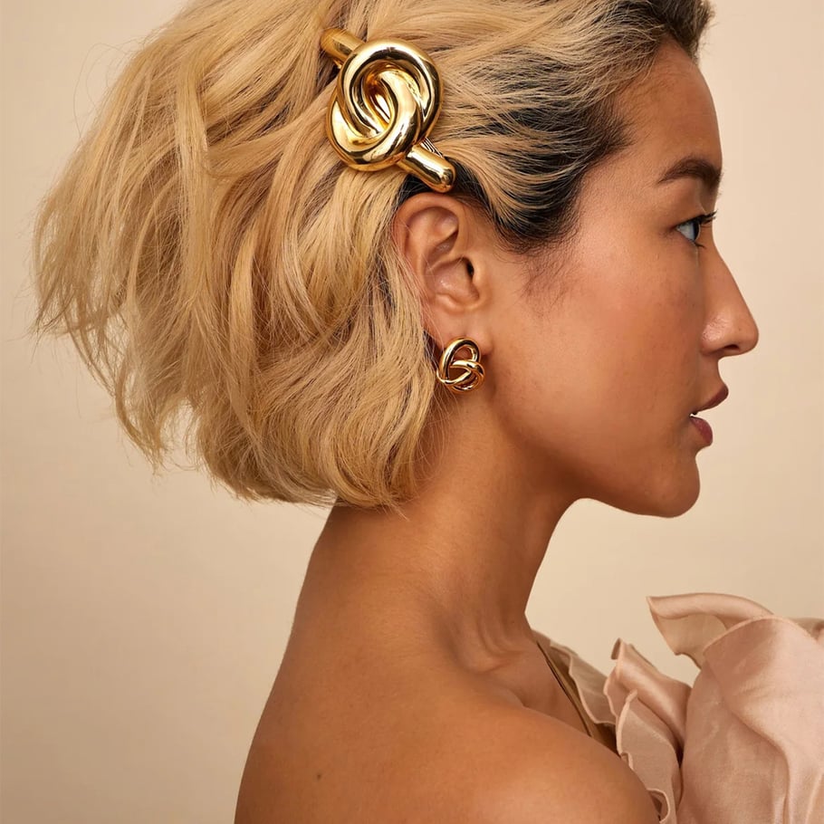 1 par de pendientes de botón de acero inoxidable dorados con forma de corazón y amor de Europa y América para mujer Imagen7