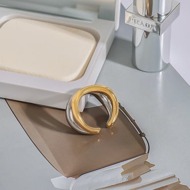 Anillos ajustables de acero inoxidable dorados para mujer, serie simple, Europa y América, 1 pieza h5 Imagen6