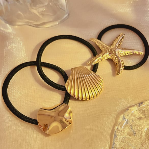 1 Piece Classic Style All-match Summer Vibe Starfish Stainless Steel Gold Color Women's Hair Bobbles