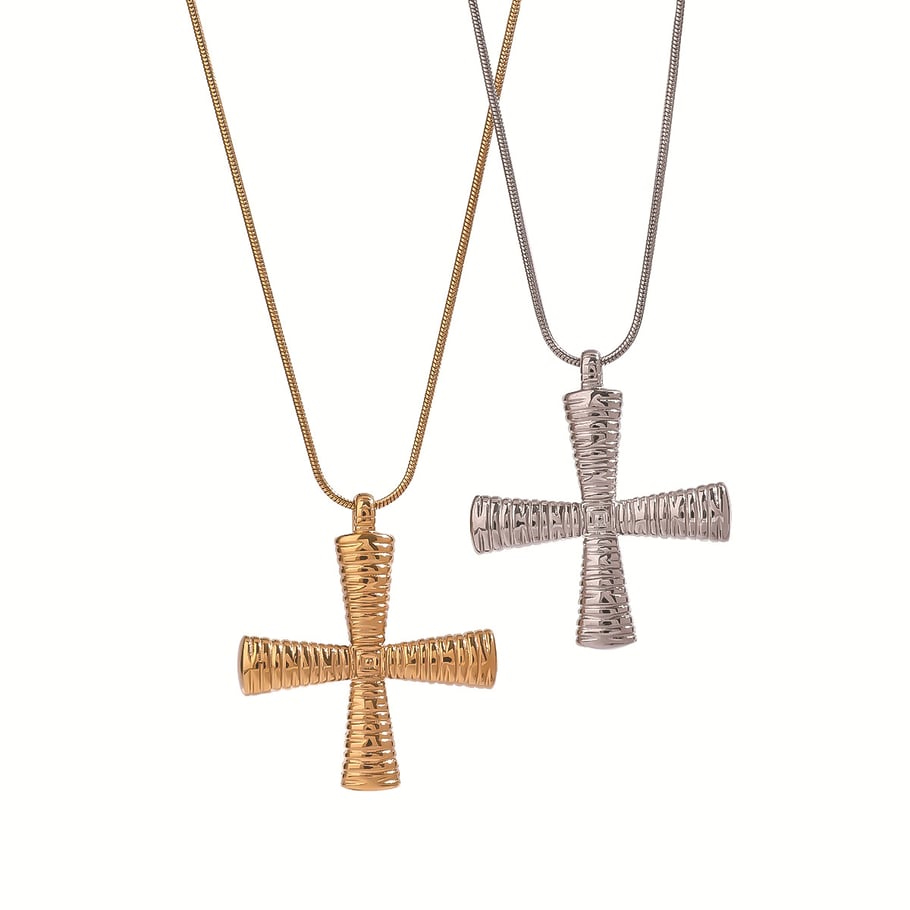 1 Stück Classic Series Klassisches Kreuz Edelstahl Goldfarben Damen-Anhänger-Halsketten Bild6