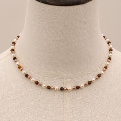 1 Stück Simple Series Retro Beads Edelstahl 18K vergoldet Damen Perlenketten h5 Bild4