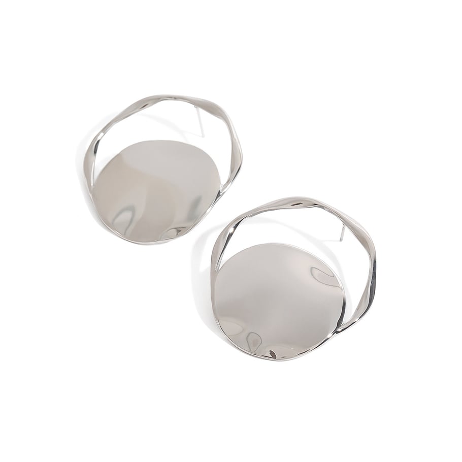 1 par de pendientes de botón de acero inoxidable redondos de color dorado con diseño original de serie simple para mujer Imagen6