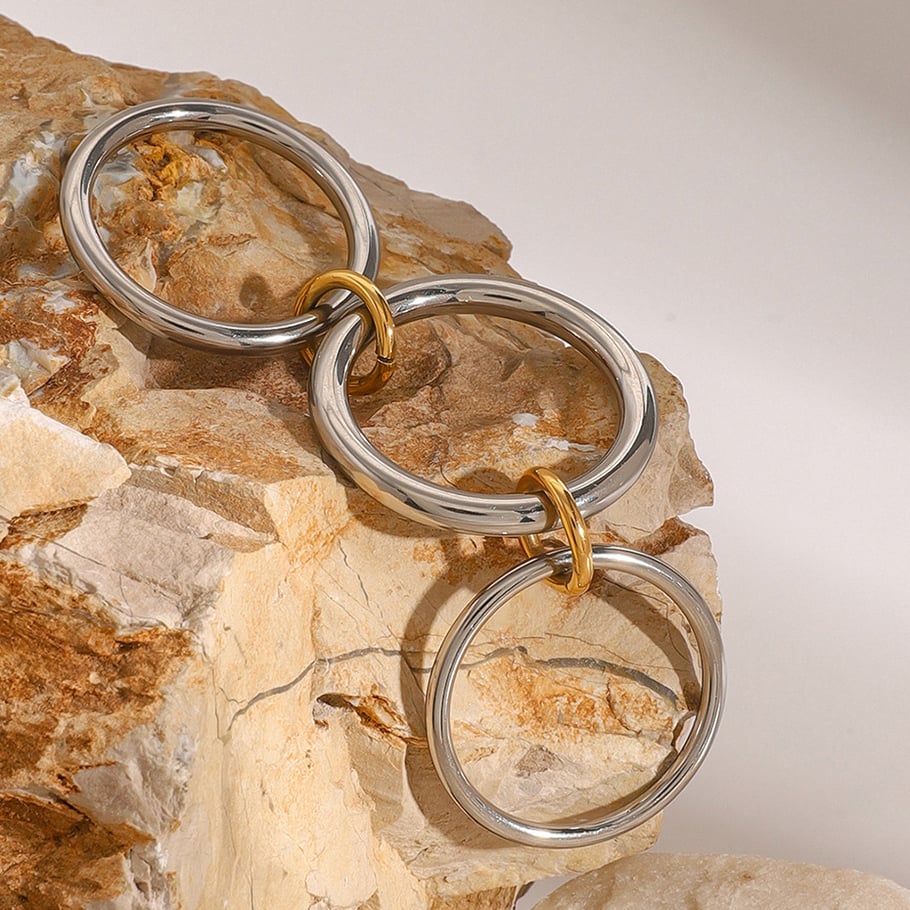1 Pair Classic Series Moddern Annular Stainless Steel Gold and Silver Color Women's Single Rings Picture3