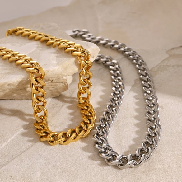 1 Piece Simple Series Hip-Pop/Rock Geometric Stainless Steel 18K Gold Plated Women Chain necklaces