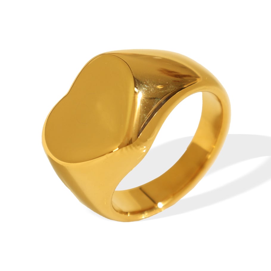 1 Pair Simple Series Simple Heart Stainless Steel 18K Gold Plated Women Single Rings Picture6