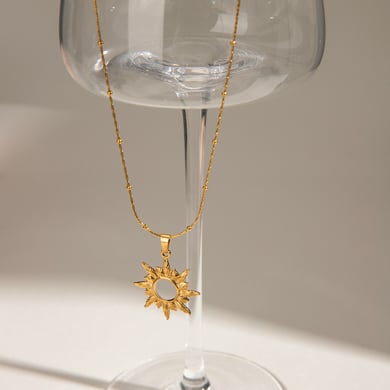 1 Piece Simple Series Elegant Sun/Moon Stainless Steel 18K Gold Plated Women Pendant Necklaces h5 Picture3