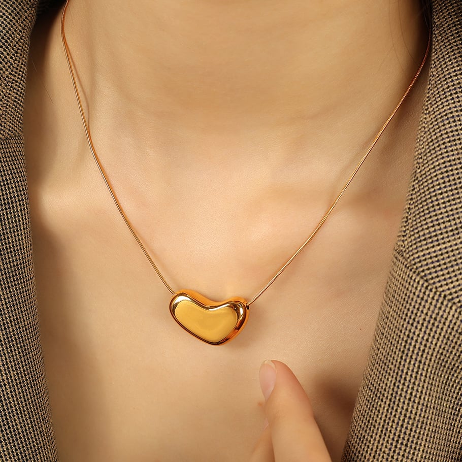 1 Piece Simple Series Simple Heart Stainless Steel 18K Gold Plated Women Pendant Necklaces Picture6