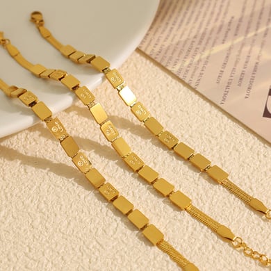 1 Piece Simple Series Simple Geometric Stainless Steel 18K Gold Plated Women Charm Bracelets h5 Picture3