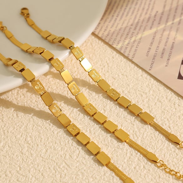 1 Piece Simple Series Simple Geometric Stainless Steel 18K Gold Plated Women Charm Bracelets 2