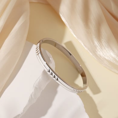 1 Piece Classic Series Elegant Olive Branch Pattern Stainless Steel Gold Color Women's Bangles h5 Picture7