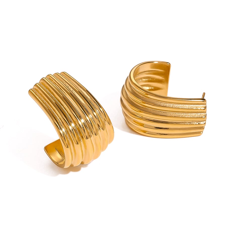 1 Pair Simple Series ins style Strip Stainless Steel 18K Gold Plated Women Stud Earrings Picture6