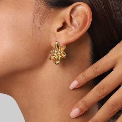 1 Paar Simple Series Retro Flower Edelstahl 18 Karat vergoldete Damen-Ohrstecker h5 Bild3
