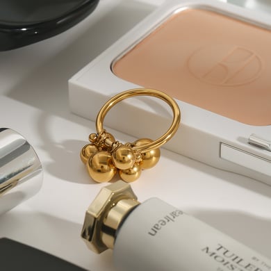 1 Piece Minimalist Series Casual Sphere Stainless Steel Gold Color Women's Single Rings h5 Picture4