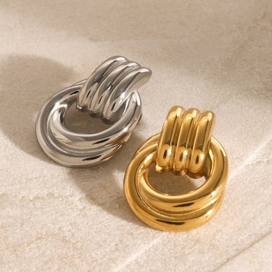 1 Paar Simple Series Casual Twist Edelstahl 18K vergoldet Damen Broschen h5 Bild3