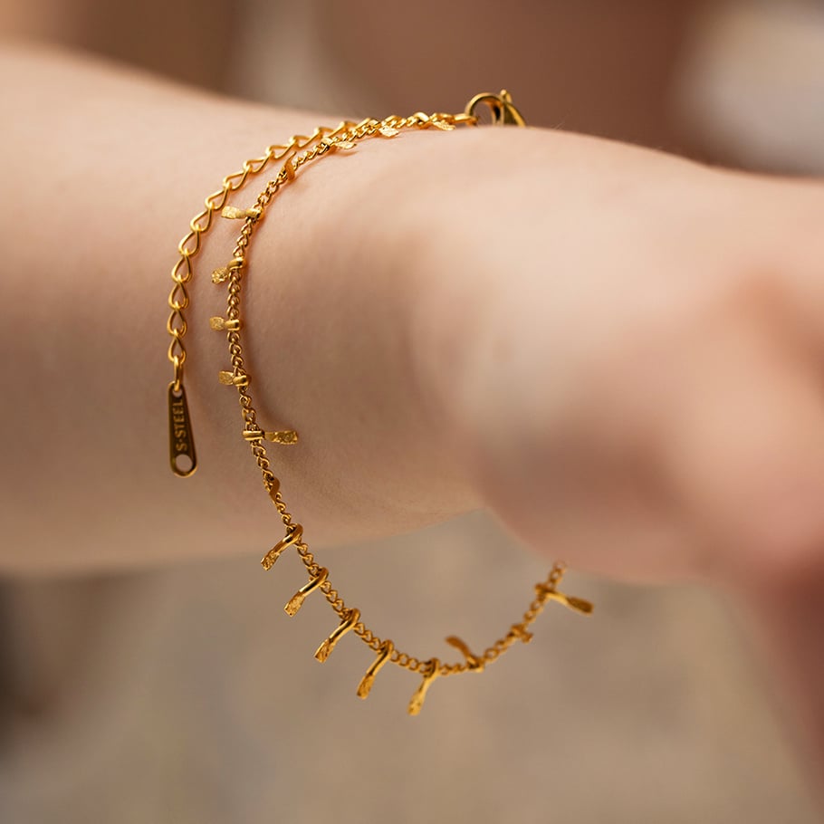 1 Piece Simple Series Europe and America line Stainless Steel 18K Gold Plated Women Charm Bracelets Picture3